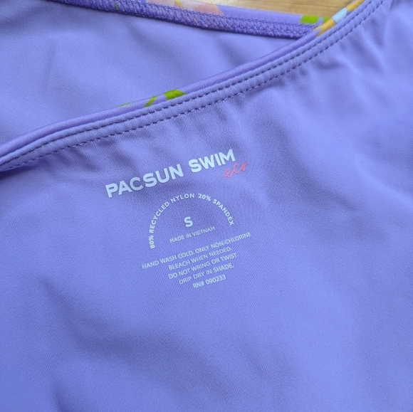 Highrise Floral PacSun Bottoms/Triangle Top By Skinny Dip Bikini Set Purple NWOT - Picture 7 of 8